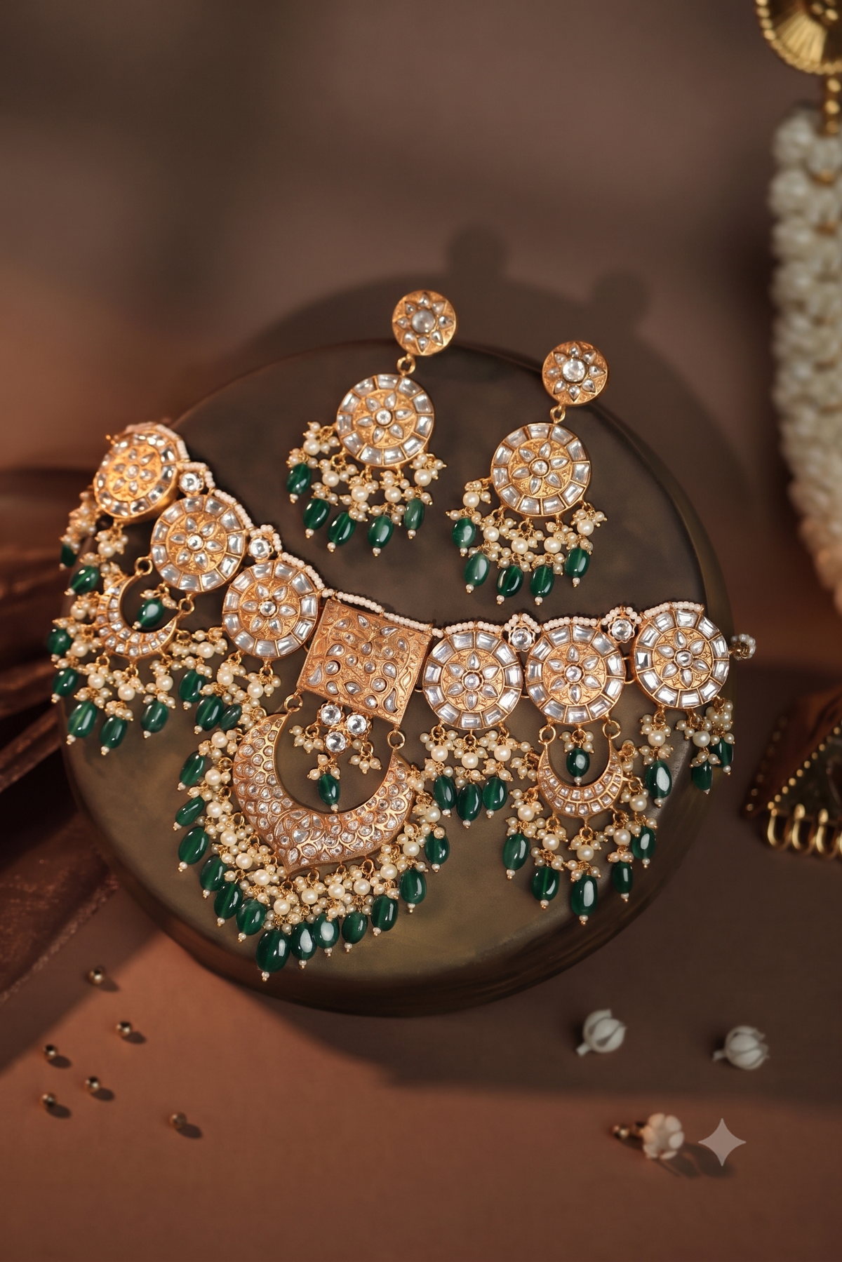 Royal heritage jadtar ensemble purple drop Necklace set