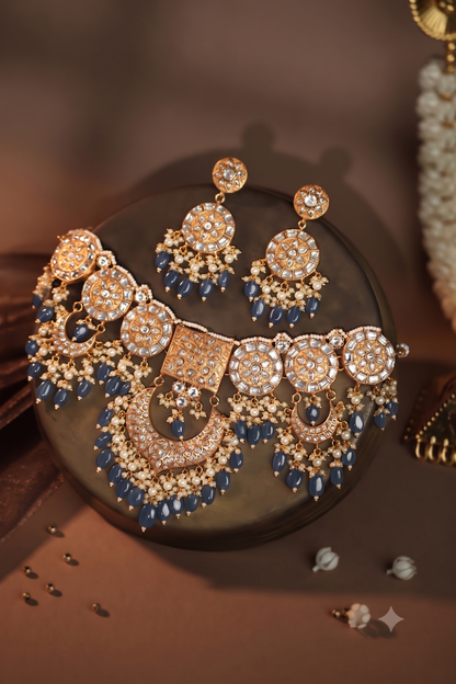 Royal heritage jadtar ensemble purple drop Necklace set