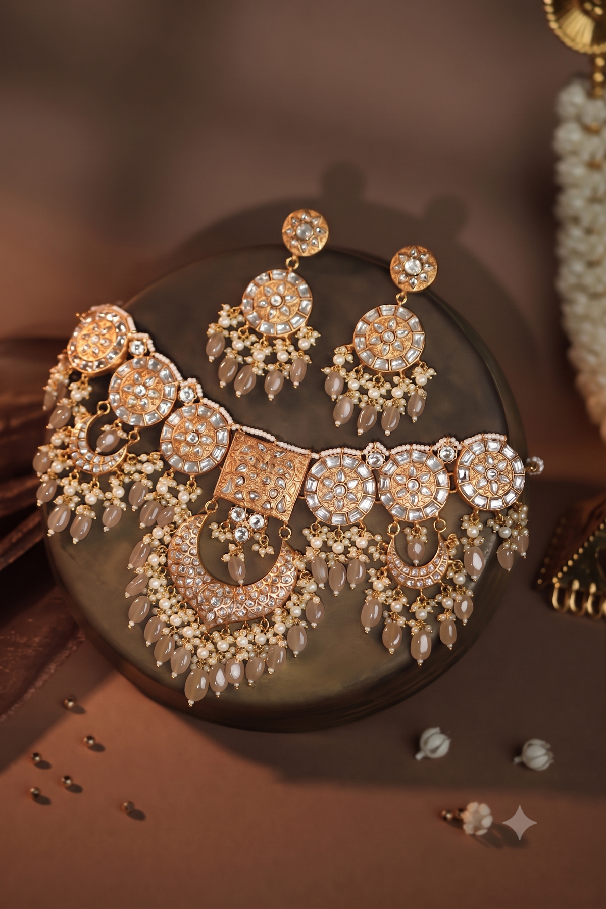Royal heritage jadtar ensemble purple drop Necklace set