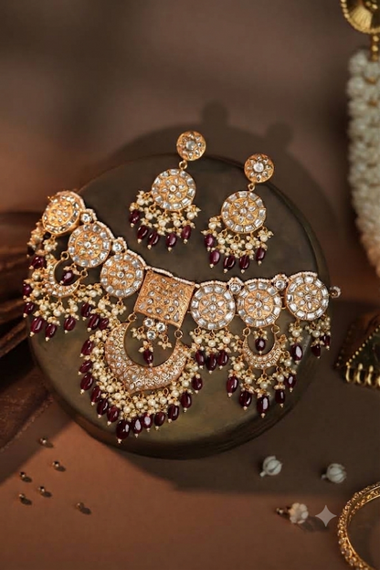 Royal heritage jadtar ensemble purple drop Necklace set