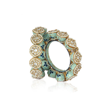 Firozi White Jadtar Stone Kada(Single Peice)