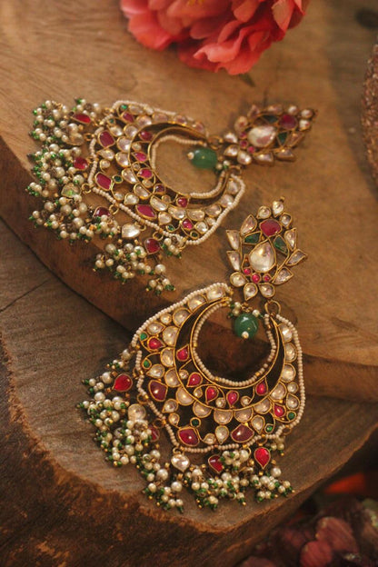 Multi Colored Stone Studded chaand Baalis