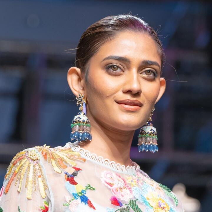 Pastel Pink And Blue Beads Firozi Meenakari Jhumki