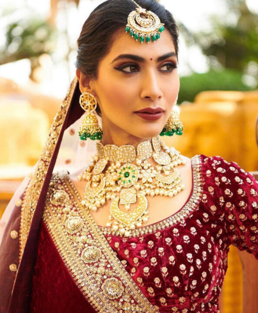 Bridal Necklace Set In White And Green