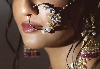 White Pearl Flower Work Nath