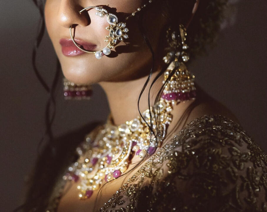 White Pearl Flower Work Nath