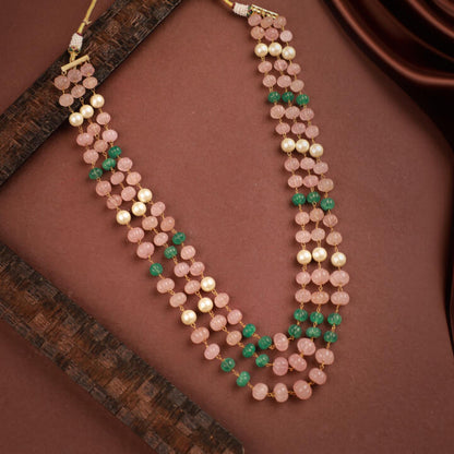 Beautiful Vintage Rose quartz & Jade Beaded Maala for men