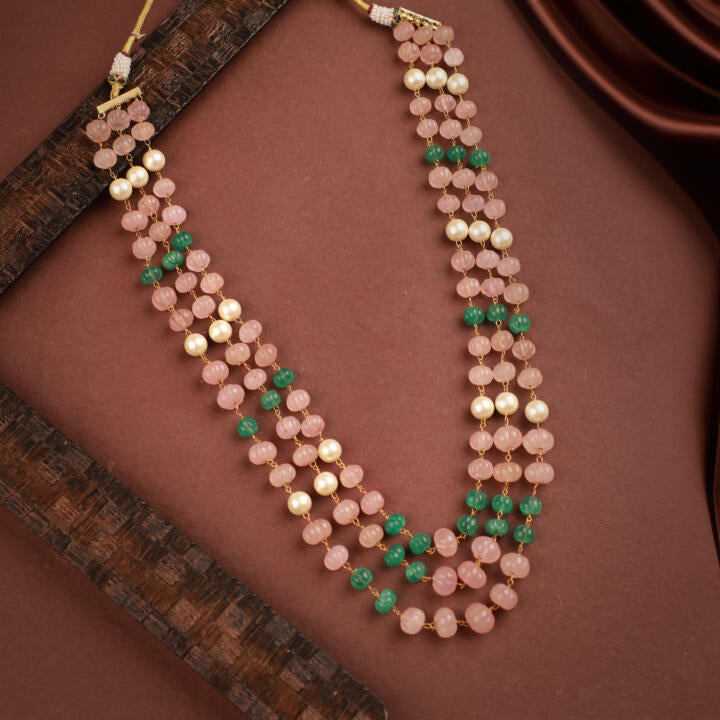 Beautiful Vintage Rose quartz & Jade Beaded Maala for men