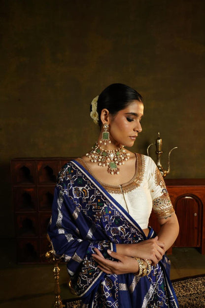 Mehendi green carved stone necklace set with pastel pink beaded necklace and jhumki