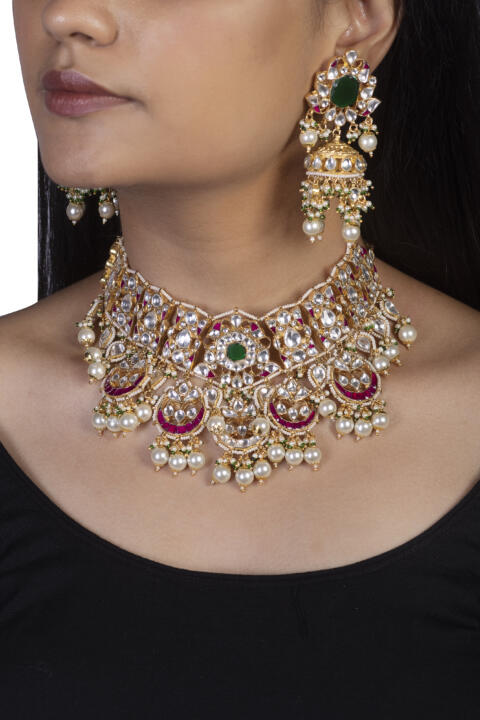 Multicolor Jadtar Studded Necklace