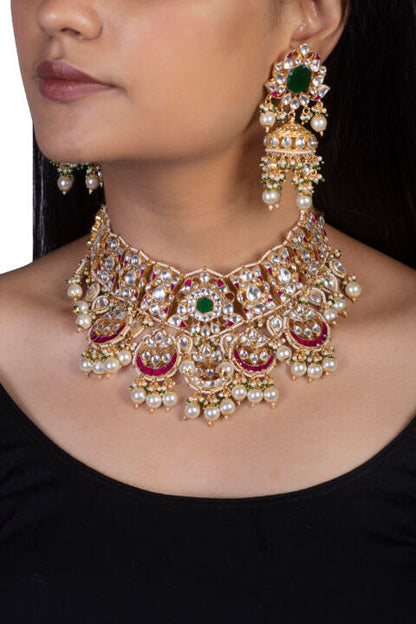 Multicolor Jadtar Studded Necklace