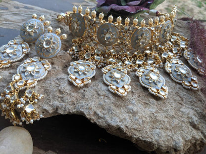 Gold Plated Pastel Blue Meenakari Necklace Set