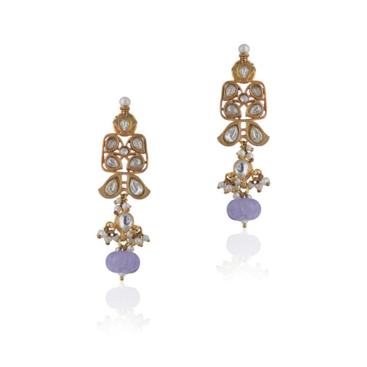 Purple Beads Small Earrings