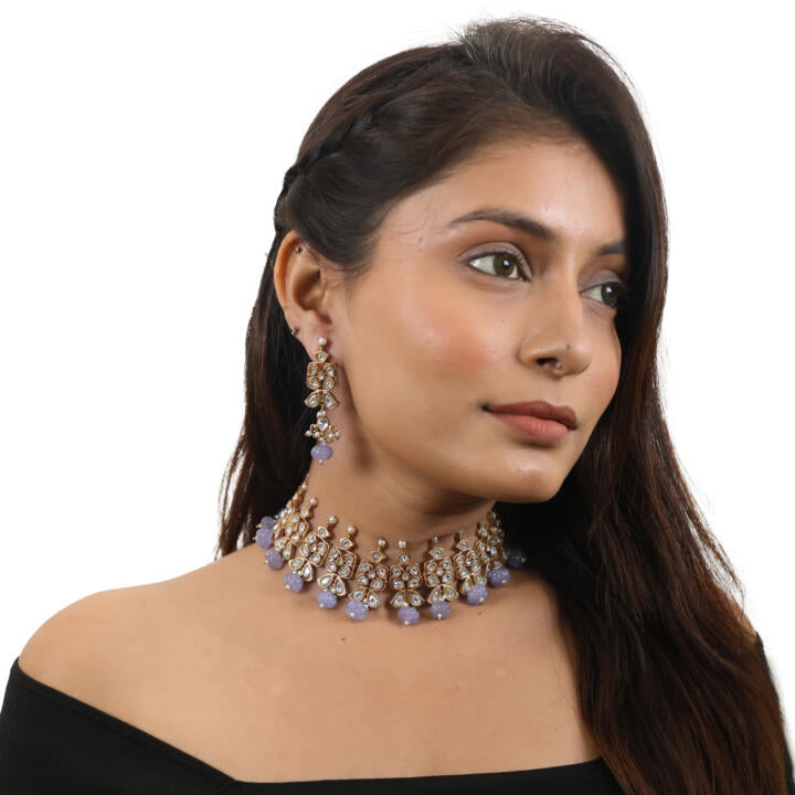 Purple Beads Choker Set