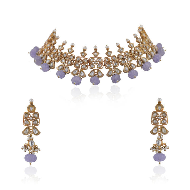 Purple Beads Choker Set