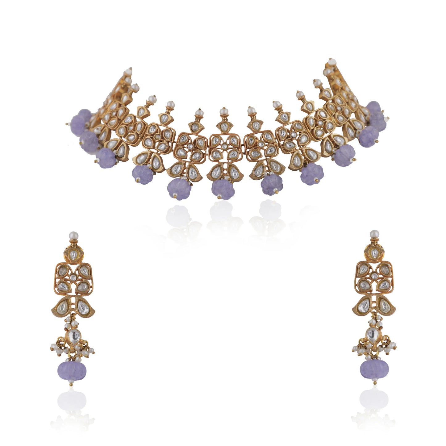 Purple Beads Choker Set