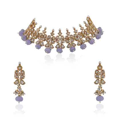 Purple Beads Choker Set