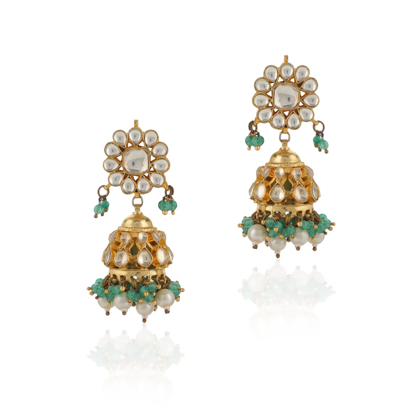 Sea Green And White Jadtar Stone Wedding Wear Choker Set