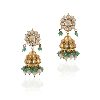 Sea Green And White Jadtar Stone Wedding Wear Choker Set