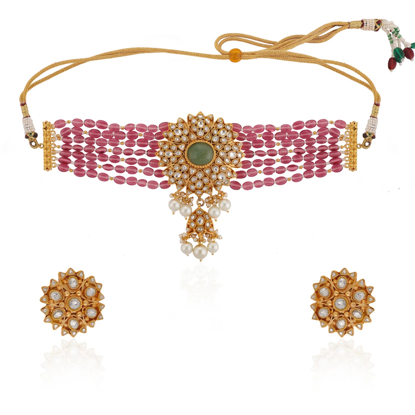Wedding Wear Light Pink Jadau Choker Set