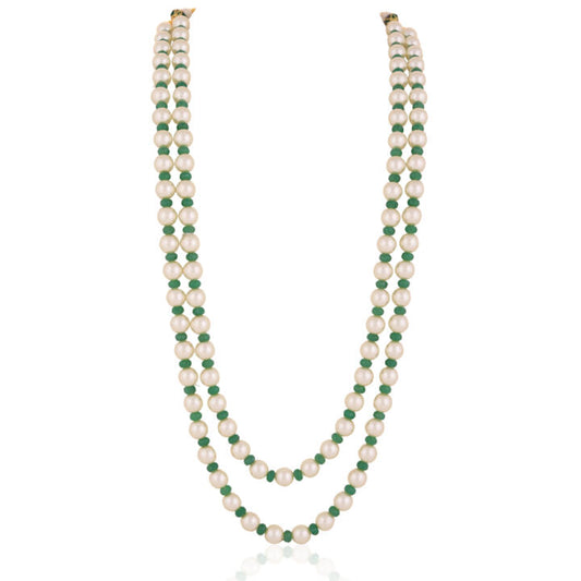 Wedding Wear Sea Green Small Beads With White Pearl Handmade Mala