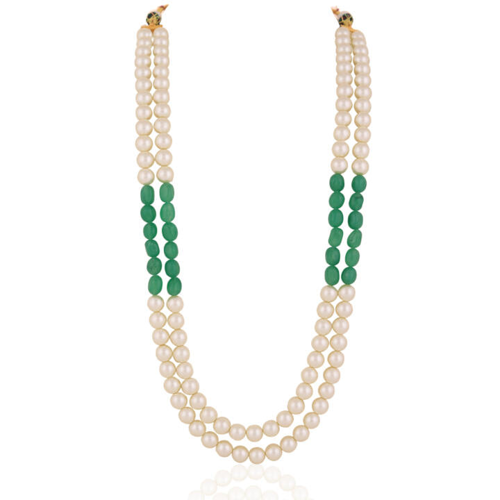 Two Layered Sea Green & White Pearl Mala