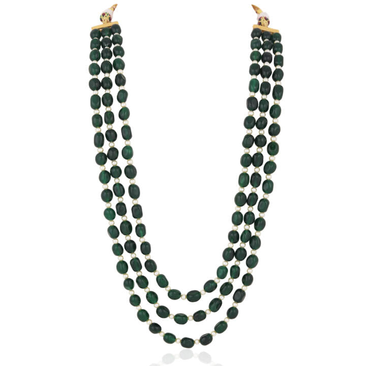 Green Emerald Beads Indian Wedding Wear Mala For Men