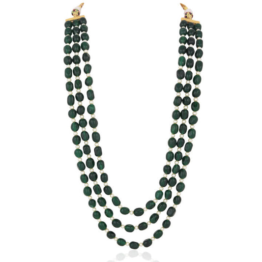 Green Emerald Beads Indian Wedding Wear Mala For Men