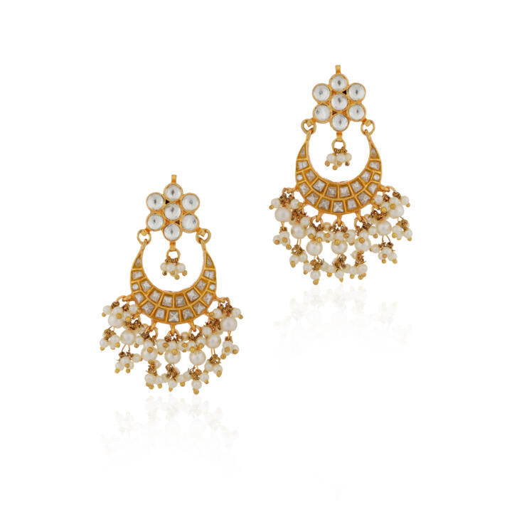 chandbali jadau white earrings/party wear jewelery