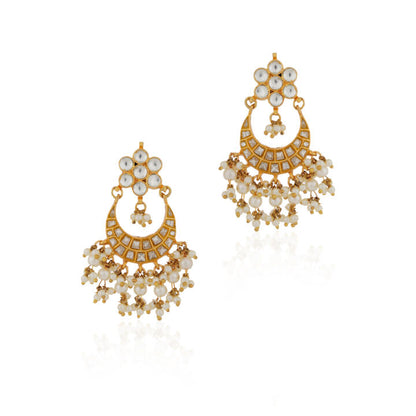 chandbali jadau white earrings/party wear jewelery