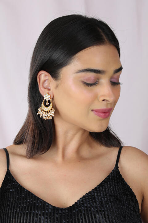chandbali jadau white earrings/party wear jewelery