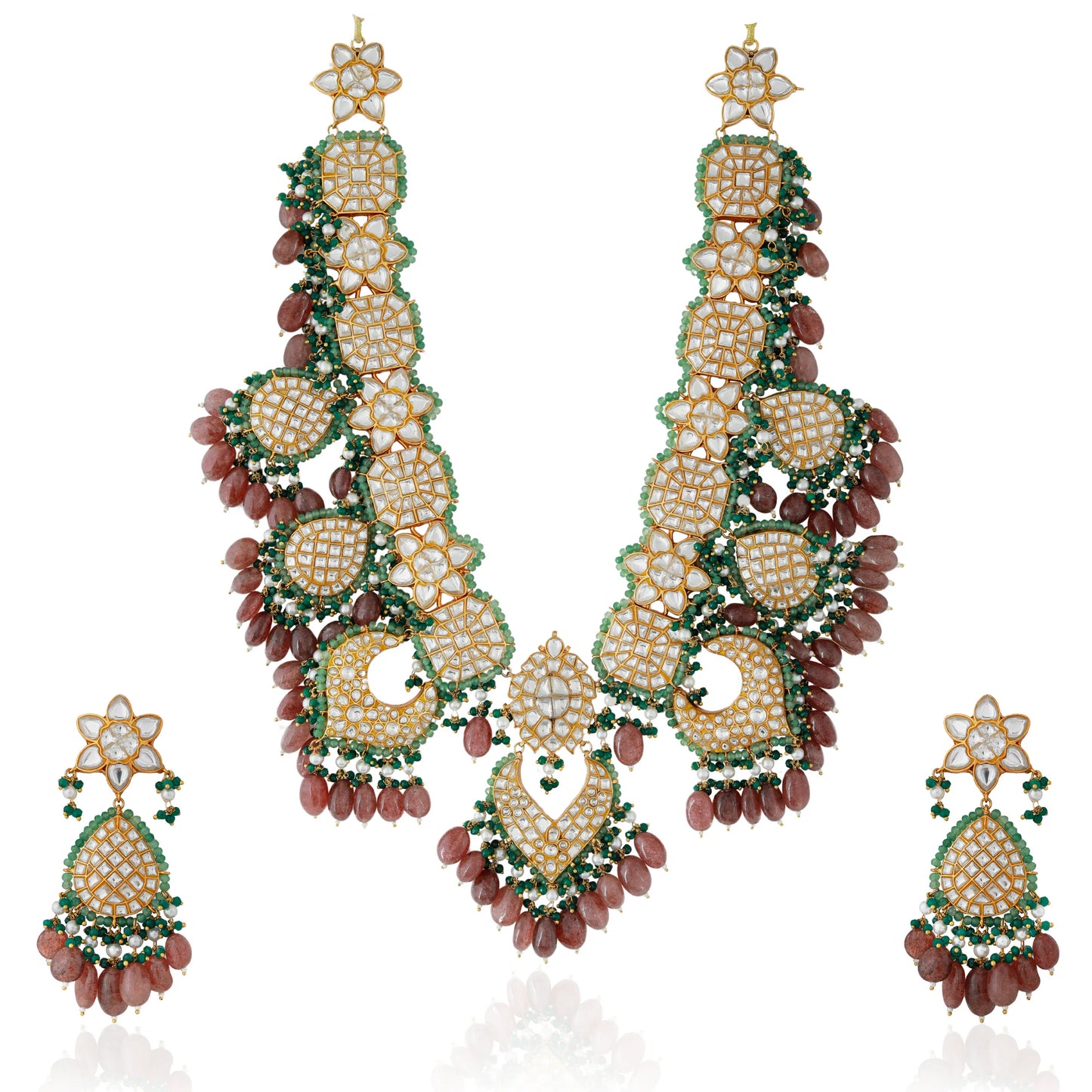 Traditional Rajwadu Rani haar long Bridal necklace set