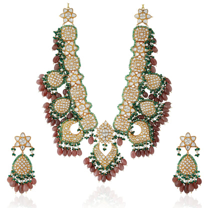 Traditional Rajwadu Rani haar long Bridal necklace set
