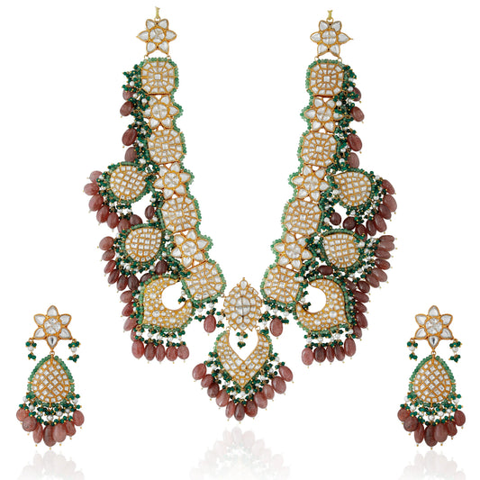 Traditional Rajwadu Rani haar long Bridal necklace set