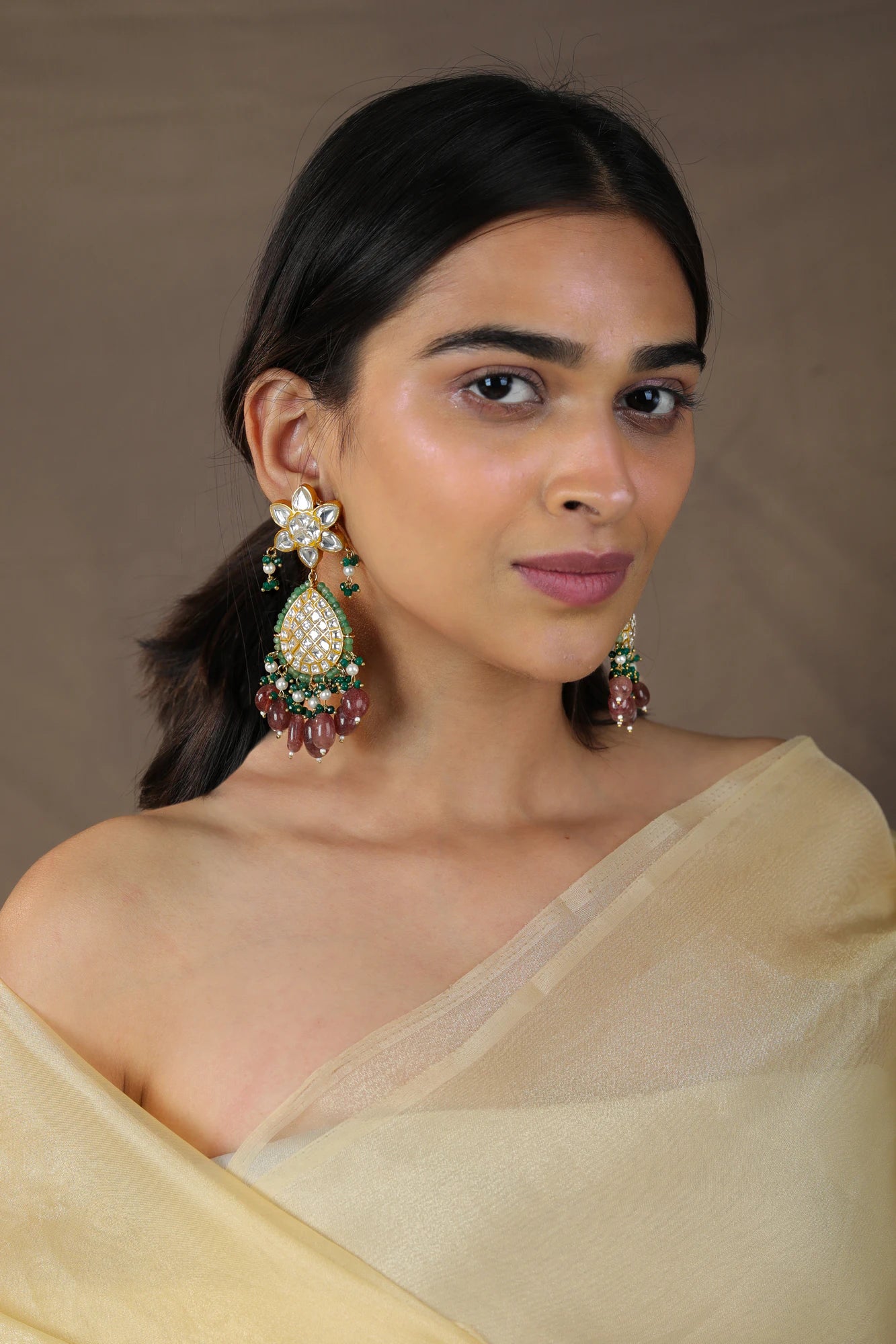 Traditional Rajwadu Rani haar long Bridal necklace set