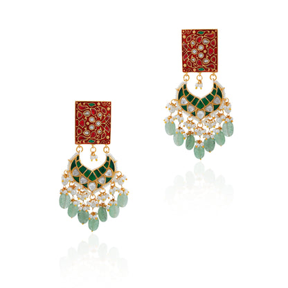 Red meenakari vintage jewellery/bridal pink green necklace set