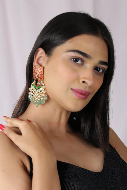 Red meenakari vintage jewellery/bridal pink green necklace set
