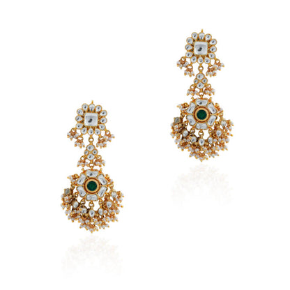 Women gold finish white hangings necklace set