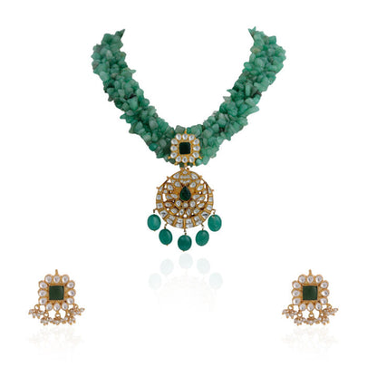 Handmade Semi precious jewellery,Emerald green bead Pendant Necklace