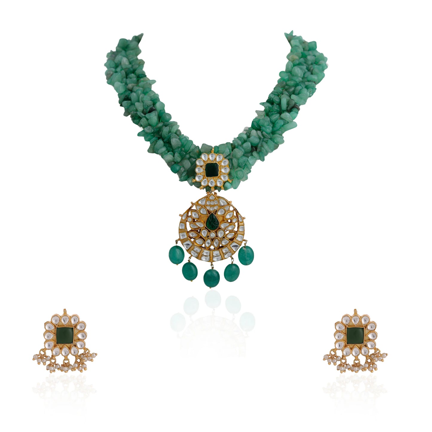 Handmade Semi precious jewellery,Emerald green bead Pendant Necklace
