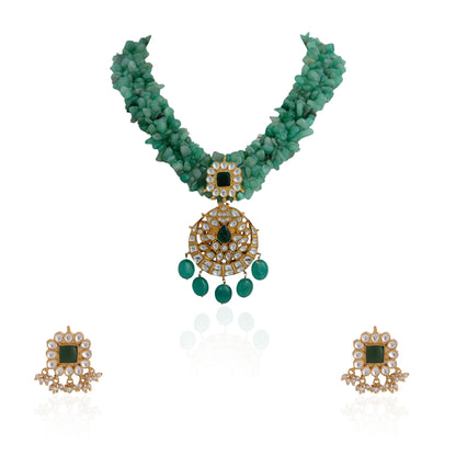 Handmade Semi precious jewellery,Emerald green bead Pendant Necklace