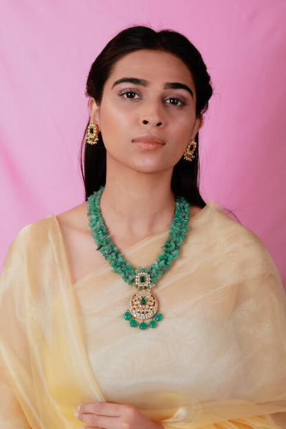Handmade Semi precious jewellery,Emerald green bead Pendant Necklace