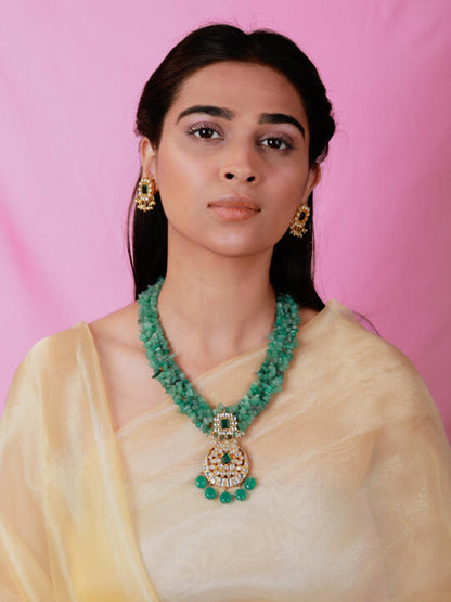 Handmade Semi precious jewellery,Emerald green bead Pendant Necklace