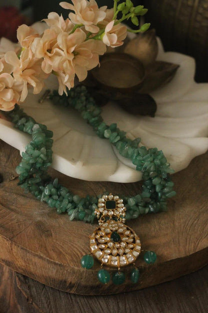 Handmade Semi precious jewellery,Emerald green bead Pendant Necklace
