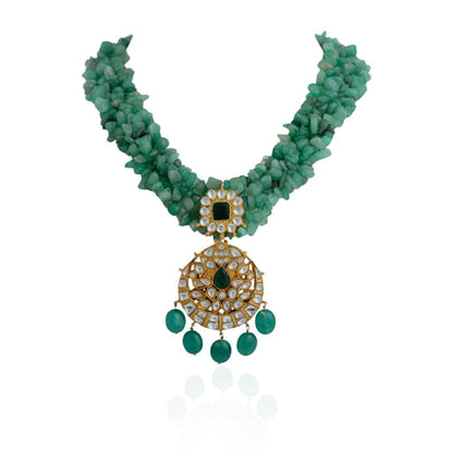 Handmade Semi precious jewellery,Emerald green bead Pendant Necklace