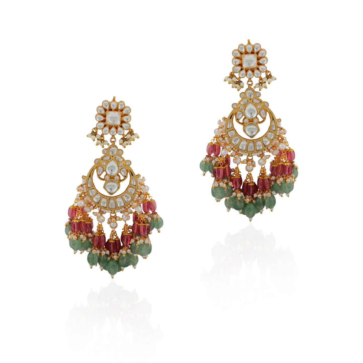 Women gold plated Pink green Necklace set