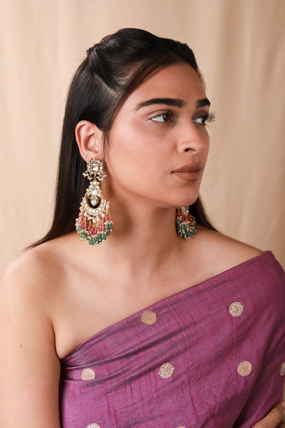 Women gold plated Pink green Necklace set