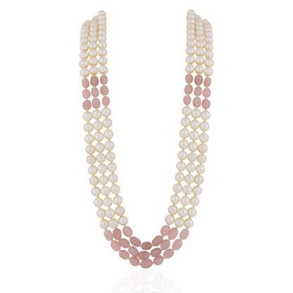 Gold plated pink beaded pearl  maala