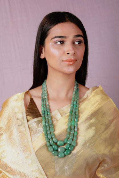 Three Layer Onyx Stone Beads Necklace for Women Beads Stone Necklace