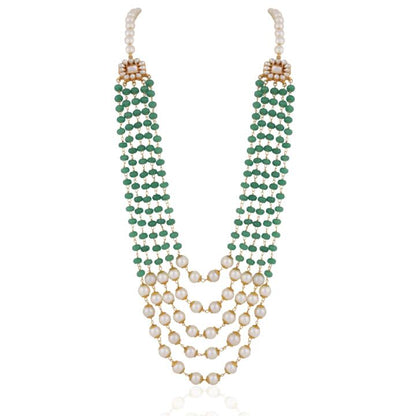 22kt gold plated golden white sea green pearl maala